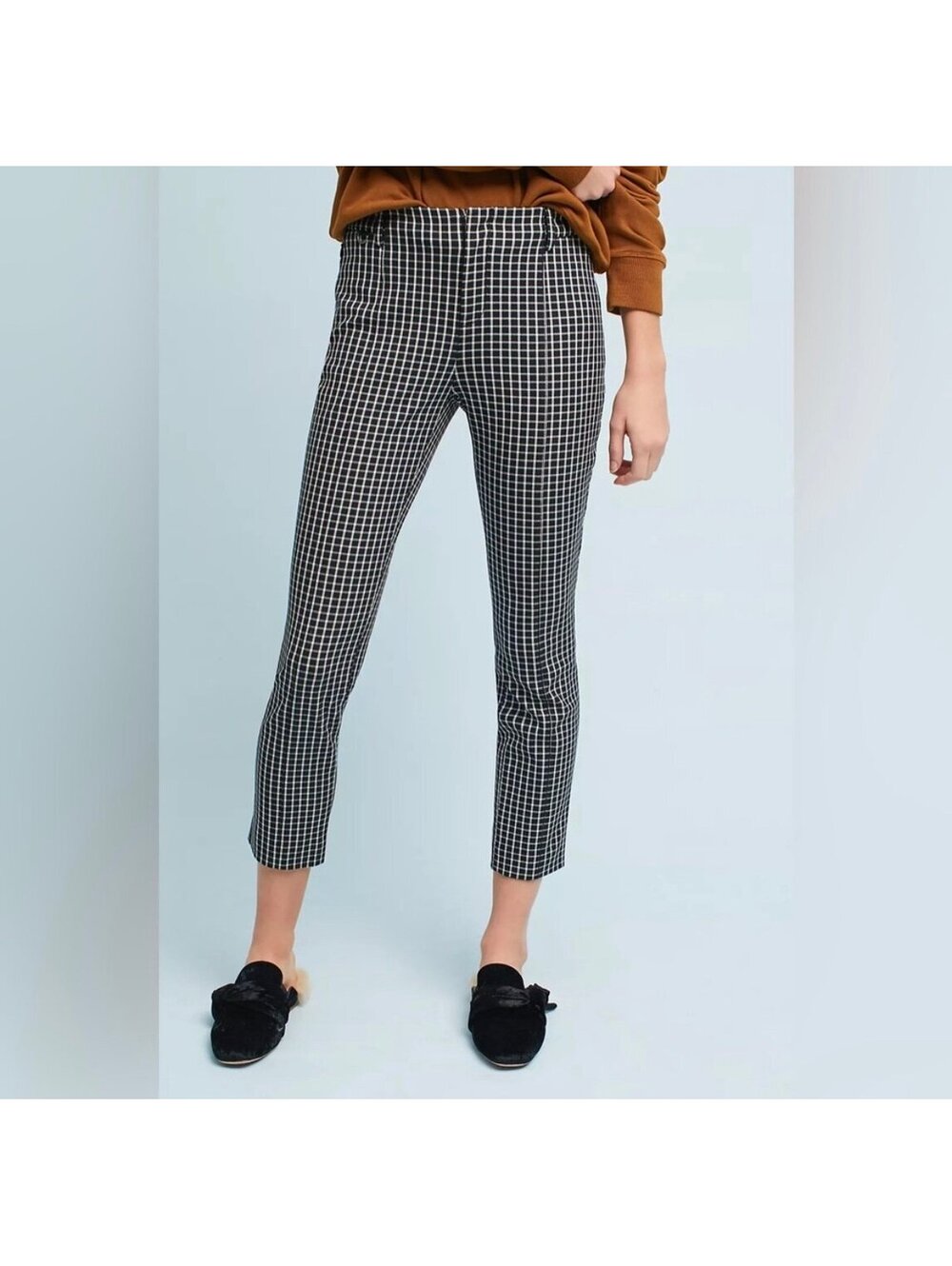 Anthropologie The Essential Slim Trousers Check Print